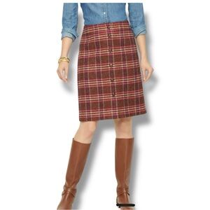 Talbots Wool‎ Blend A-Line Skirt Brown Plaid Size 16